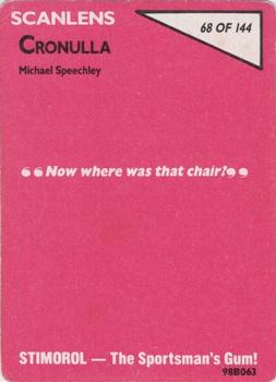 1988 Scanlens #68 Michael Speechley Back